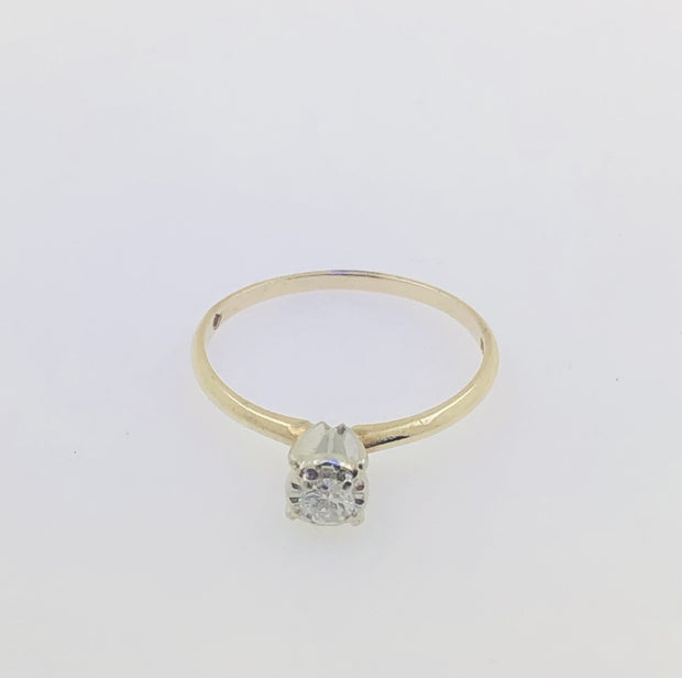 14K Yellow Gold Solitaire Diamond Ring