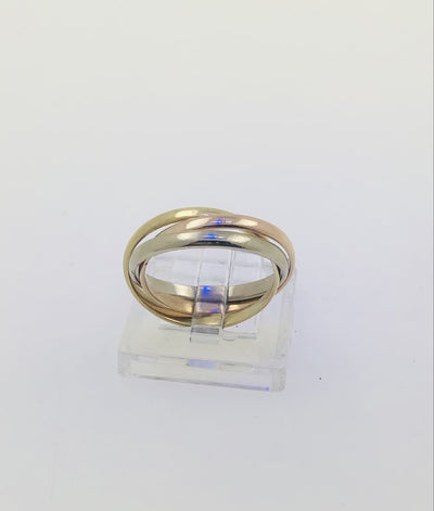 18K Tri-Color Gold Triple Interlock Ring