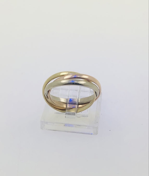 18K Tri-Color Gold Triple Interlock Ring