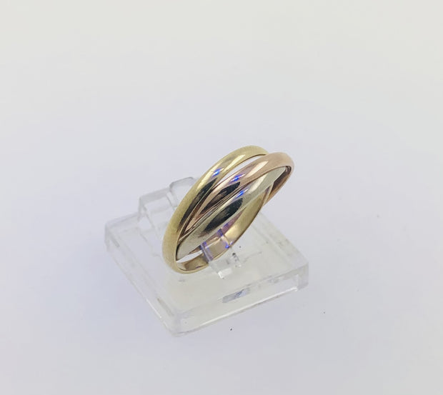 18K Tri-Color Gold Triple Interlock Ring