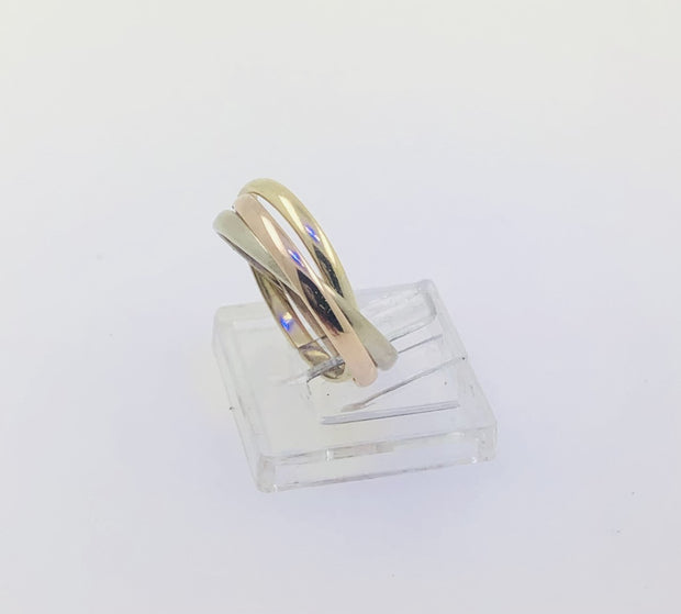 18K Tri-Color Gold Triple Interlock Ring