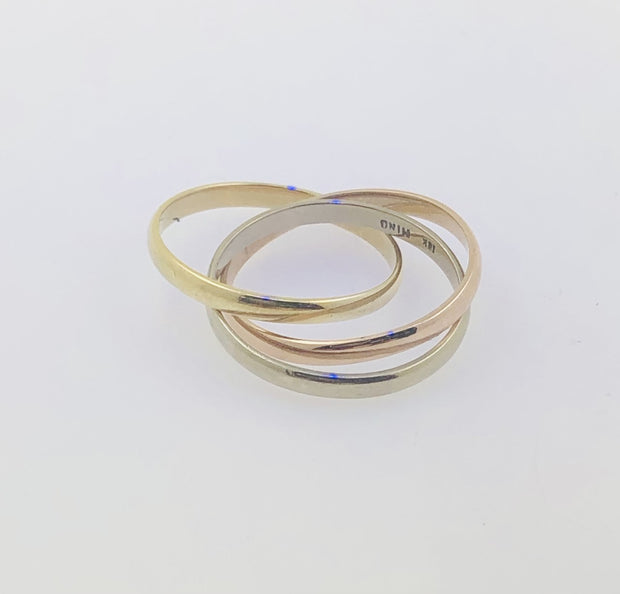 18K Tri-Color Gold Triple Interlock Ring