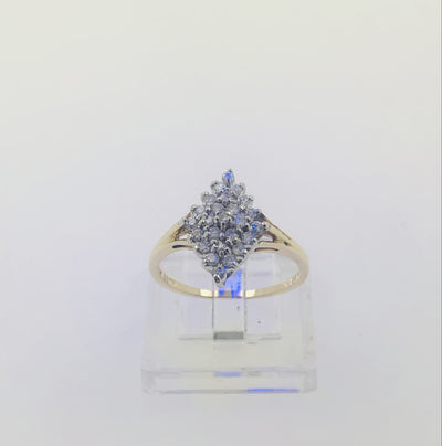 14K Yellow Gold Diamond Cluster Ring