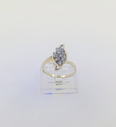 14K Yellow Gold Cluster Diamond Ring