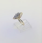 14K Yellow Gold Cluster Diamond Ring