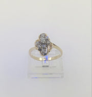 14K Yellow Gold Diamond Cluster Ring