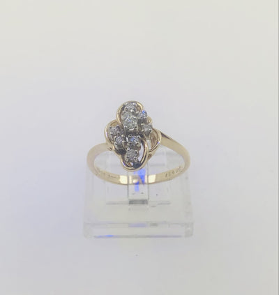 14K Yellow Gold Diamond Cluster Ring