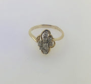 14K Yellow Gold Diamond Cluster Ring