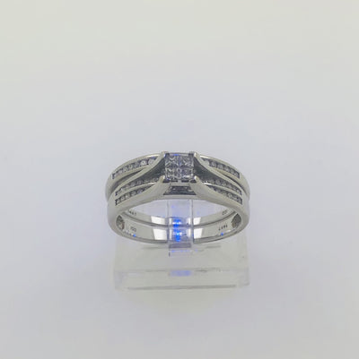 14K White Gold Wedding Diamond  Ring Set