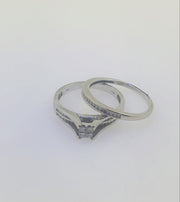 14K White Gold Wedding Diamond  Ring Set