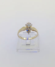 14K Yellow Gold Diamond Cluster Ring