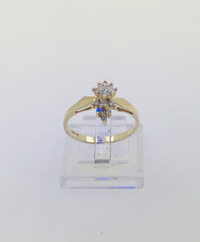 14K Yellow Gold Diamond Cluster Ring