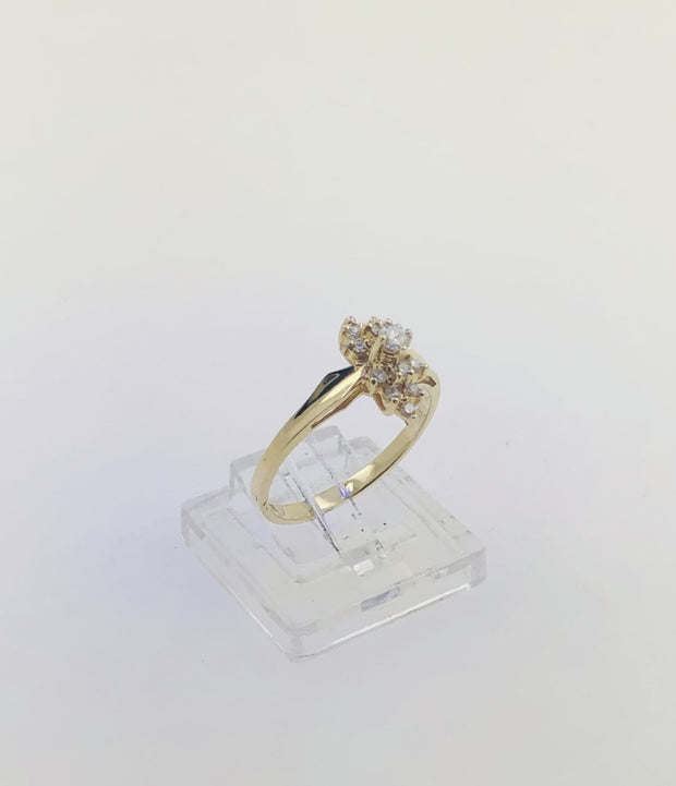 14K Yellow Gold Diamond Cluster Ring