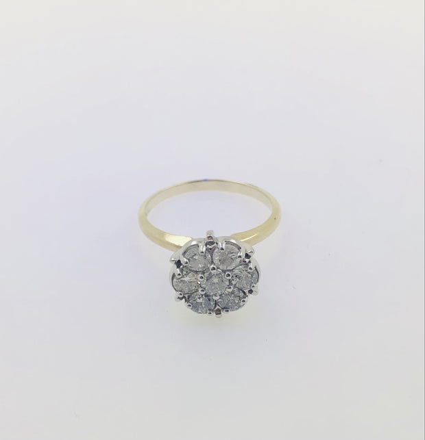 14K Two Tone Yellow Gold Diamond Ring