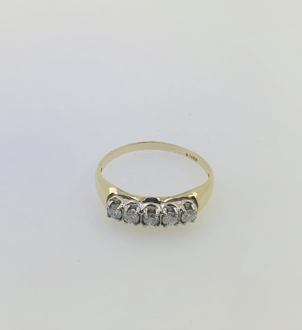 14K Yellow Gold Diamond Band Ring