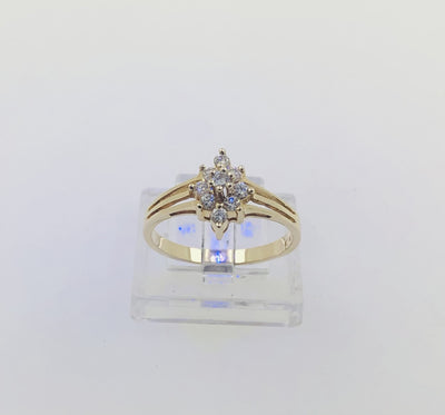 14K Yellow Gold Diamond Cluster Ring