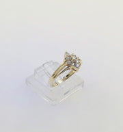 14K Yellow Gold Diamond Cluster Ring