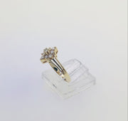 14K Yellow Gold Diamond Cluster Ring