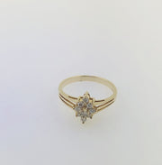 14K Yellow Gold Diamond Cluster Ring